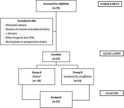 Comparison of laparoscopic partial nephrectomy performed with AirSeal® system vs. standard insufflator: results from a referral center